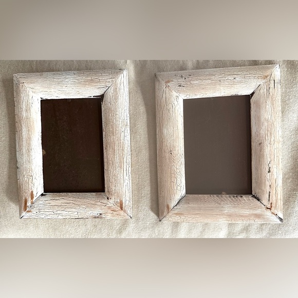 Handmade Distressed Rustic Whitewashed Wooden Photo Frames Gallery Wall Set of 2 - Picture 1 of 9